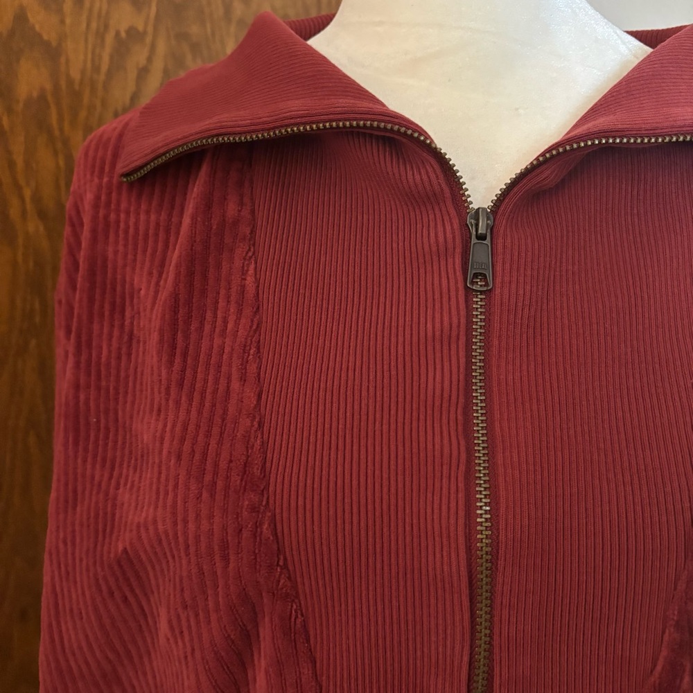 Universal Thread Red Velvet Ribbed Half Zip Pullover - Picture 3 of 8